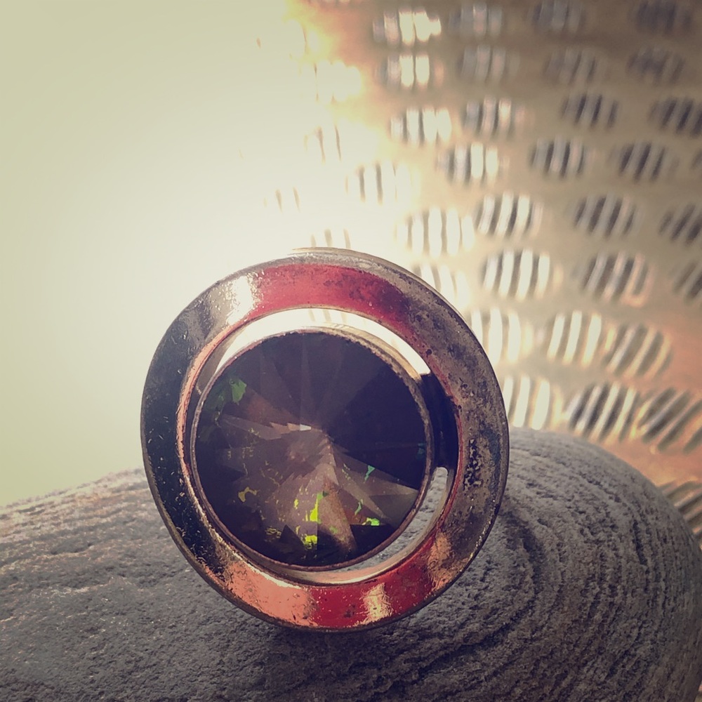 Whiting Davis Rivoli gold tone ring.